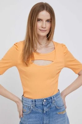 Dkny t-shirt kolor pomarańczowy
