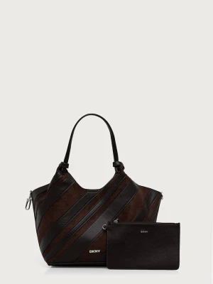 DKNY torebka shopper damska z imitacji zamszu brązowy