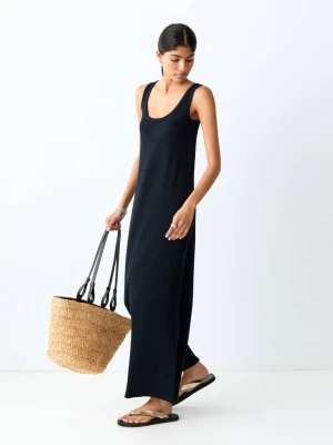 Długa, bawełniana sukienka antracytowy - Dziewczyna - - MANGO TEEN