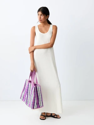 Długa, bawełniana sukienka złamana biel - Dziewczyna - - MANGO TEEN