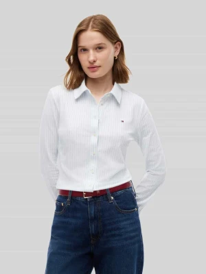 Długa bluzka koszulowa z detalem z logo Tommy Hilfiger Jasnoniebieski