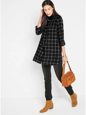 Długa bluzka w kratę z kieszeniami bonprix