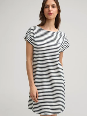 Długa bluzka w paski w kolorze złamanej bieli z granatowym Joop