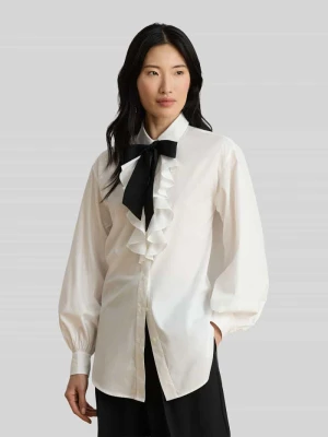 Długa bluzka z długim rękawem z czystej bawełny Lauren Ralph Lauren Biały