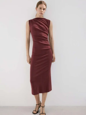 Długa drapowana sukienka rudy - Kobieta - - MANGO