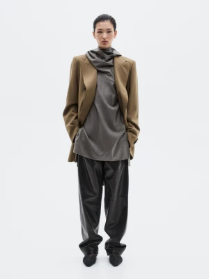 Długa Dwurzędowa Marynarka Ze 100% Wełny − Limited - Opalony - - Massimo Dutti - Kobieta