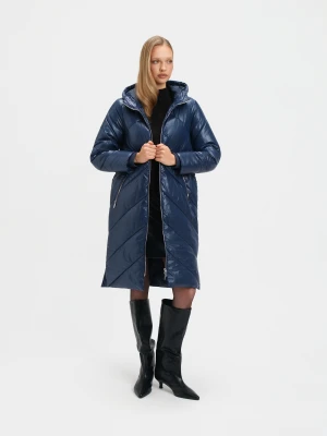 Długa granatowa kurtka z kapturem Top Secret