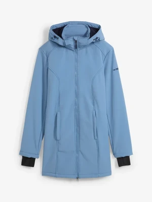 Długa, hydrofobowa kurtka funkcyjna softshell na podszewce z miękkiego polaru BonPrix niebieski