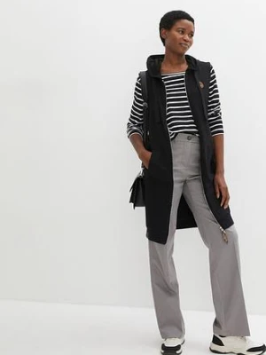 Długa kamizelka dresowa z kapturem, z mieszanki bawełny bonprix