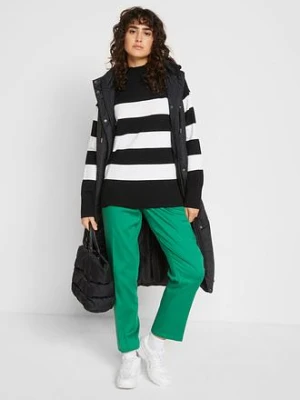 Długa kamizelka pikowana z kapturem i rozcięciami po bokach bonprix