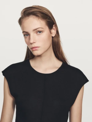 Długa Kontrastowa Sukienka - Czarny - - Massimo Dutti - Kobieta