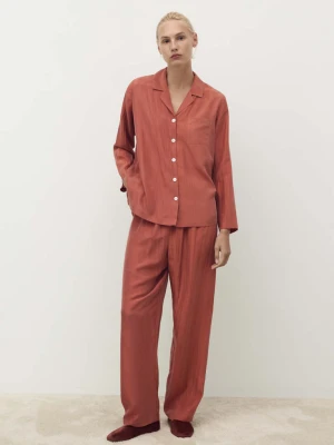 Długa koszula jedwabna intensywny pomarańczowy - Kobieta - - MANGO