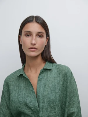 Zdjęcie produktu Długa Koszula Wierzchnia Ze 100% Lnu - Ziel-Turkus - - Massimo Dutti - Kobieta
