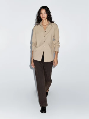 Długa Koszula Z Popeliny Ze 100% Bawełny - Miętowy - - Massimo Dutti - Kobieta