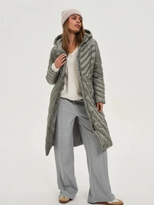 Długa kurtka oliwkowa Moodo