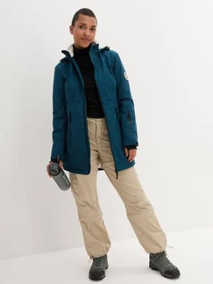 Długa kurtka outdoorowa funkcyjna z barankiem, wodoodporna bonprix