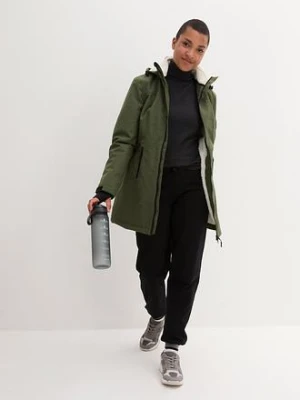Długa kurtka outdoorowa funkcyjna z barankiem, wodoodporna bonprix