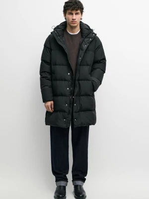 Długa Kurtka Puchowa Z Kaptur - Niebieski - Massimo Dutti - Male
