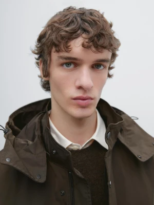 Długa Kurtka Z Tkaniny Technicznej Z Odpinaną Podszewką - Szylkretowy - - Massimo Dutti - Mężczyzna