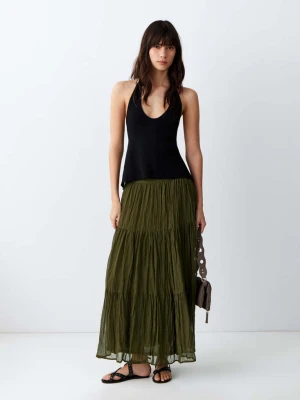 Długa lejąca spódnica khaki - Dziewczyna - - MANGO TEEN