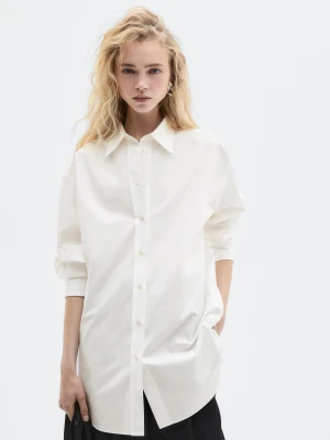 Długa Luźna Koszula - Limited - Biały - - Massimo Dutti - Female
