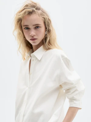 Długa Luźna Koszula − Limited - Biały - - Massimo Dutti - Kobieta