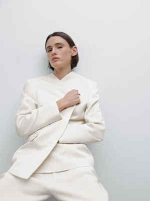 Długa Luźna Marynarka – Studio - Surowy - - Massimo Dutti - Kobieta