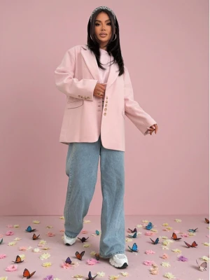 Długa marynarka z wiskozą ZINELLA - pudrowy róż  magmac 