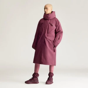 Długa ocieplana kurtka zimowa adidas by Stella McCartney bordowy
