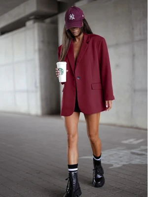 Długa oversizowa marynarka DIONISIA - bordowa  magmac 