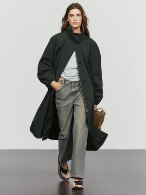 Długa Parka Techniczna - Szmaragdowoniebieski - Massimo Dutti - Female