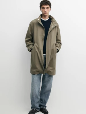 Długa Parka Z Golfem Ze 100% Bawełny - Jansy Khaki - Massimo Dutti - Male