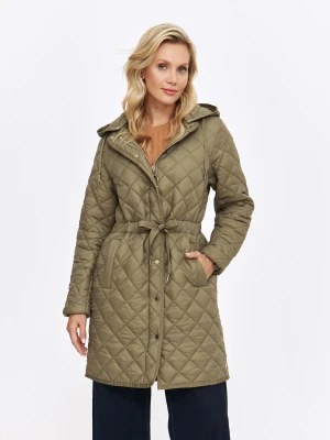 Długa pikowana kurtka z odpinanym kapturem Top Secret