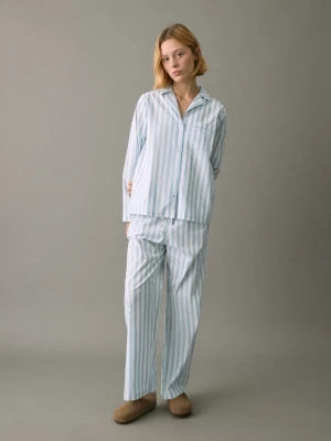 Długa piżama w paski błękitny - Dziewczyna - - MANGO TEEN