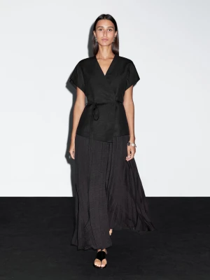 Długa Plisowana Sukienka Z Kamizelką - Czarny - - Massimo Dutti - Kobieta