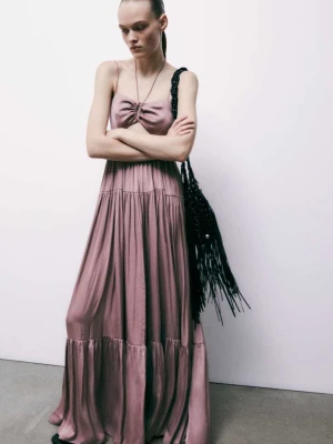 Długa satynowa sukienka z wycięciem PATRIZIA PEPE