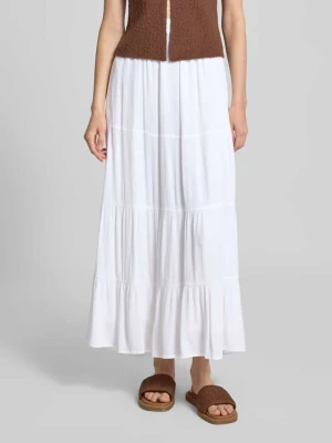 Długa spódnica o kroju regular fit z czystej wiskozy model ‘CHIARA’ Only Biały