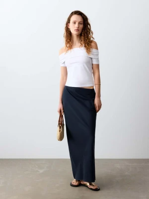 Długa spódnica o prostym kroju ciemnogranatowy - Dziewczyna - - MANGO TEEN