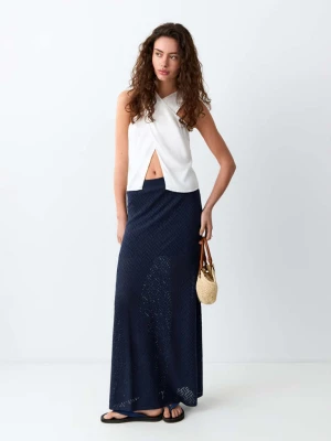 Długa spódnica z dzianiny granatowy - Dziewczyna - - MANGO TEEN