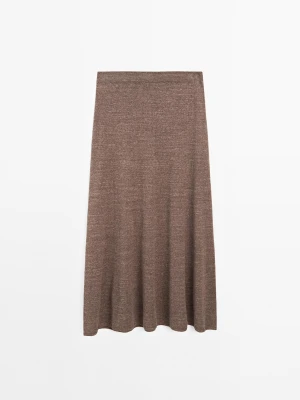 Długa Spódnica Z Dzianiny Z Mieszanki Lnu - Brązowy - - Massimo Dutti - Kobieta