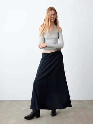 Długa spódnica z dzianiny z przeszyciami granatowy - Dziewczyna - - MANGO TEEN