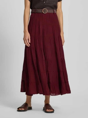 Długa spódnica z efektem stopniowania i paskiem Apricot