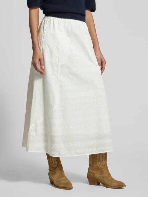Długa spódnica z haftami i elastycznym pasem LANIUS