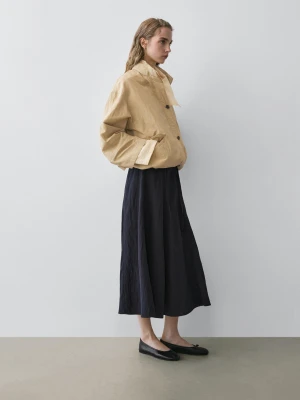 Długa Spódnica Z Ozdobnym Paskiem - Szaroniebieski - - Massimo Dutti - Kobieta