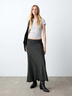 Długa spódnica z postrzępionymi detalami antracytowy - Dziewczyna - - MANGO TEEN