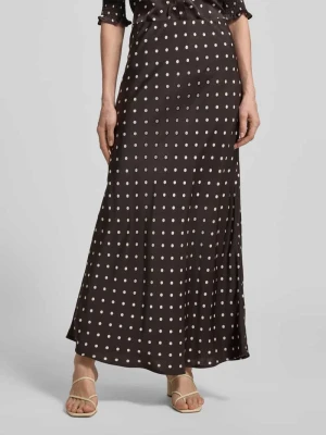 Długa spódnica z satyny we wzór na całej powierzchni model 'VISO DOT' NEO NOIR