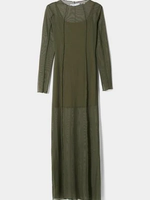 Długa sukienka Bershka khaki