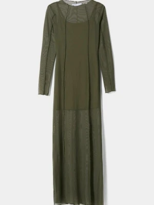 Długa sukienka Bershka khaki