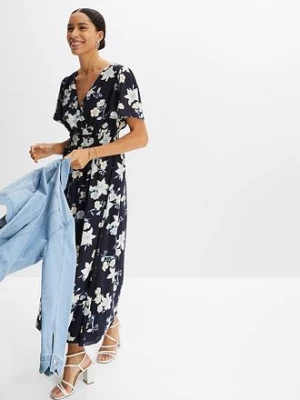 Długa sukienka z nadrukiem w kwiaty bonprix