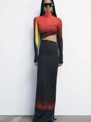 Długa sukienka cieniowana z wycięciem PATRIZIA PEPE